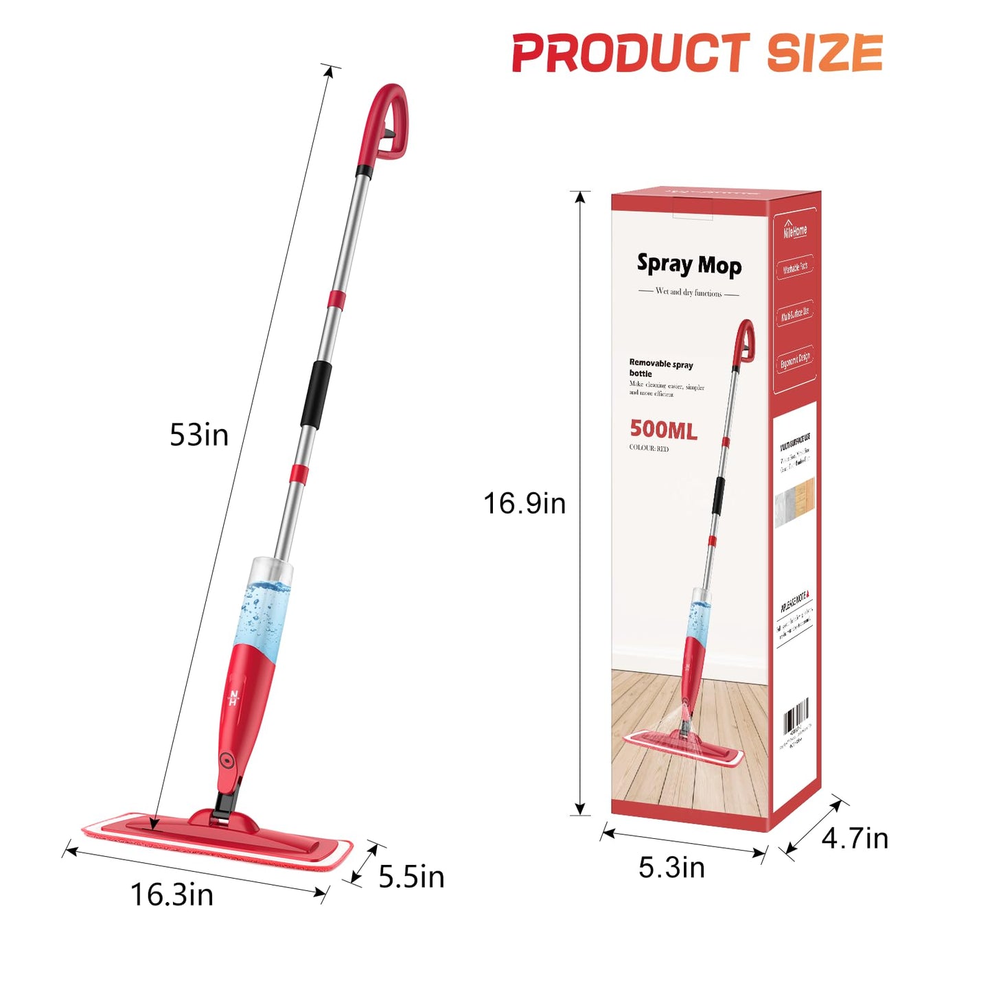 Spray Mop with 580ml Bottle and 2 Pads