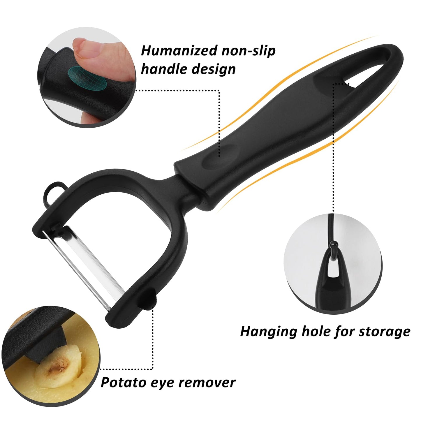 Vegetable Peeler 3-Pack with Long Handle