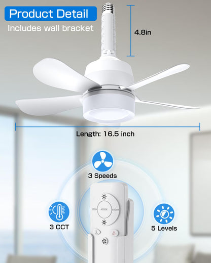 2-in-1 Socket Fan Light with Remote Control