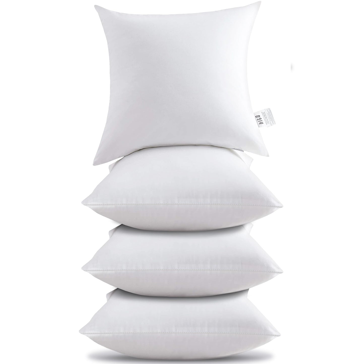 HITO 18x18 Pillow Inserts (Set of 4, with Pillow Covers Beige)-Down Alternative Throw Pillows White for Couch Bed Sofa