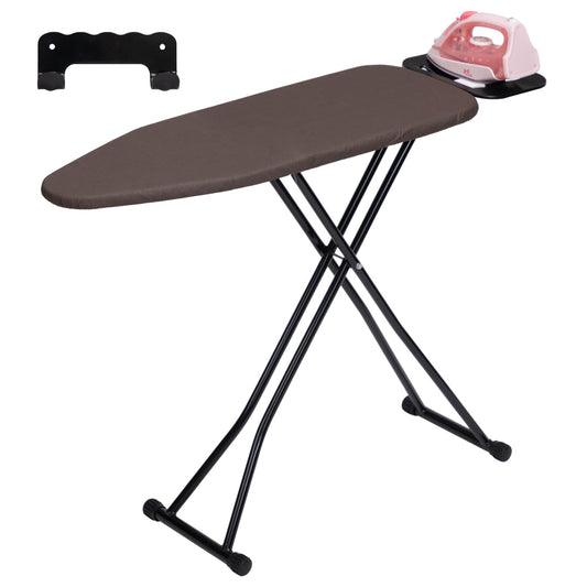 ALIMORDEN Space Saver Ironing Board 36" X 12" with Smart Hanger Adjustable Height 23.8"-30.7" Easy Storage, Padded Top Lightweight for Home Laundry Room Use Brown