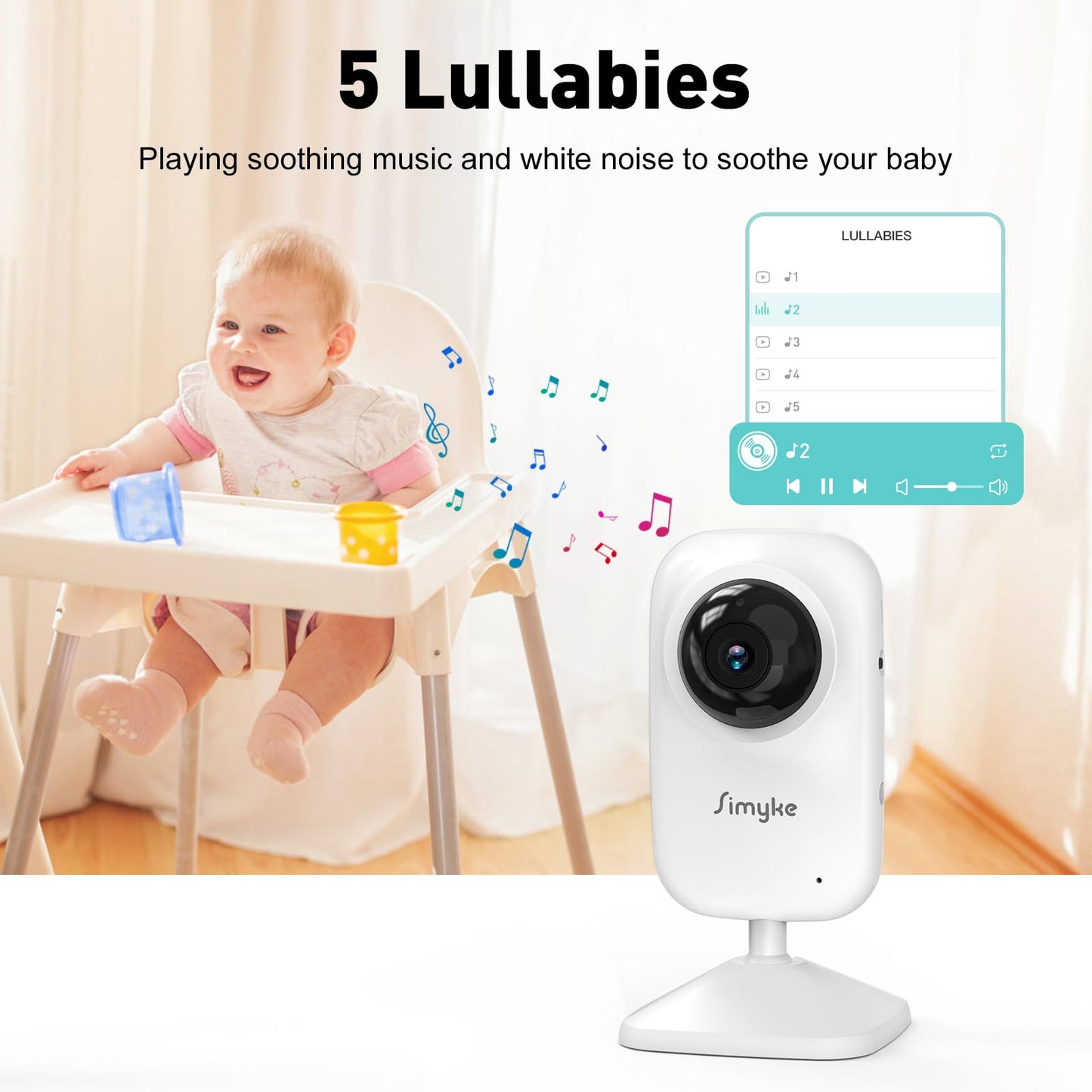 UPDATE: NOW $19.99! Simyke Upgrate Video Baby Monitor,WiFi Baby Camera,2.8" Display and App Control,1200ft Long Range,2 Way Talk,Auto Night Vision,Sound Alert,VOX,Temperature Sensor 5 Lullabies Feeding Remind,Home Use