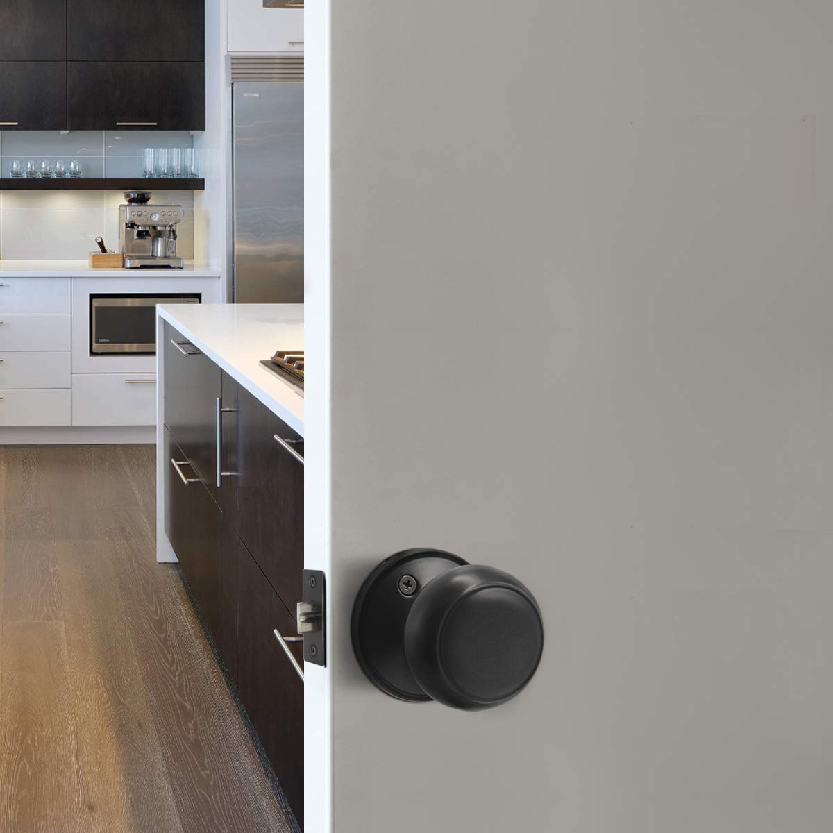 Probrico Round Passage Door Knobs - Black Finish
