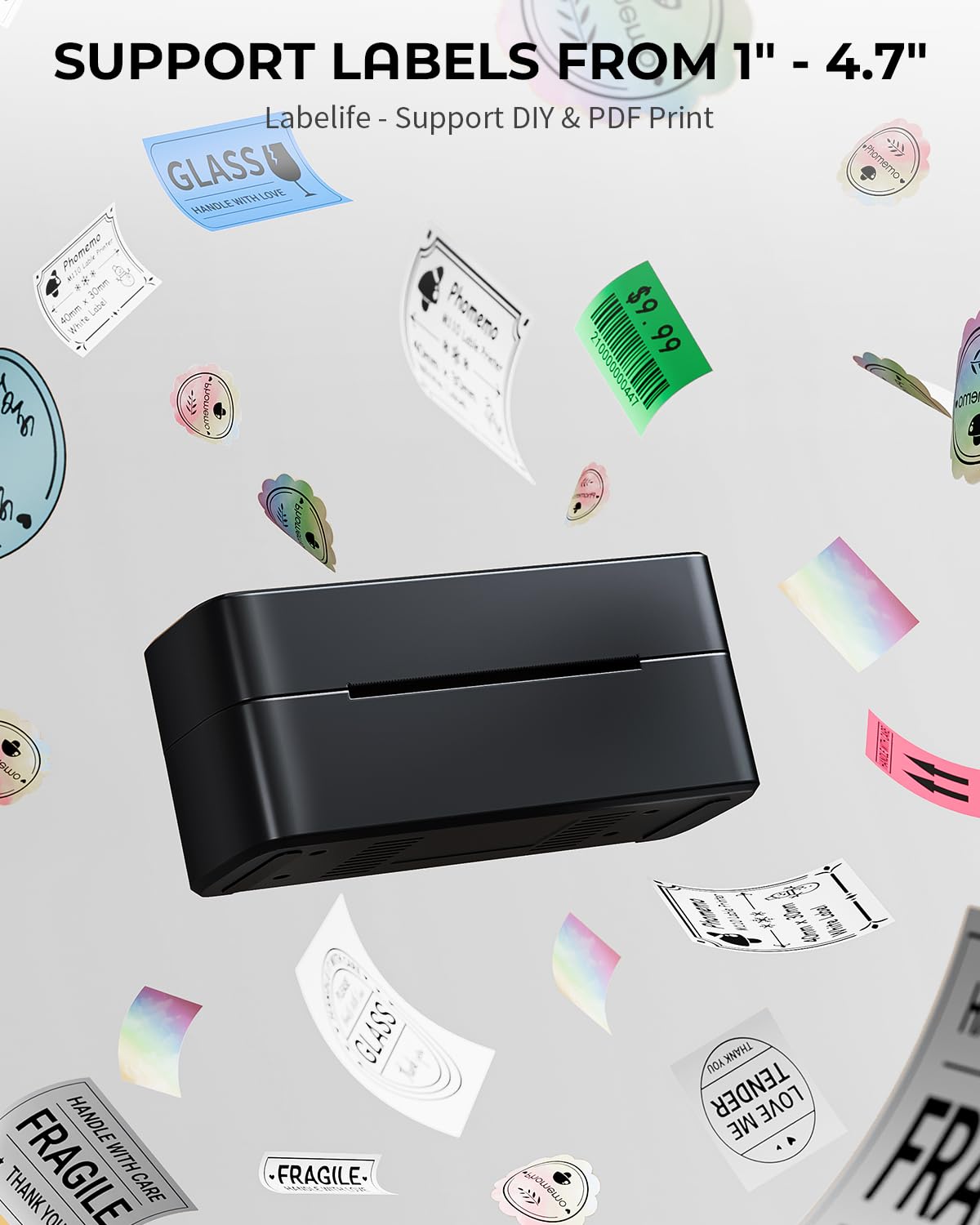 Phomemo Label Printer, 4x6 Shipping Label Printers for Small Business, Wireless Thermal Printer Compatible with Android&iOS, Windows, Chrome, Bluetooth Printers Used for Amazon, Ebay, Shopify, USPS