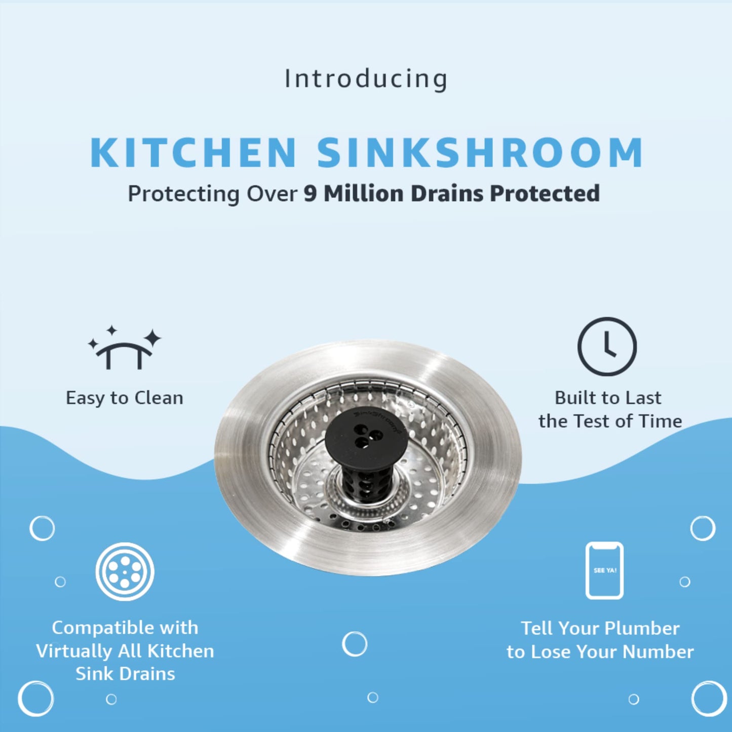 SinkShroom Clog-Free Stainless Steel Sink Strainer