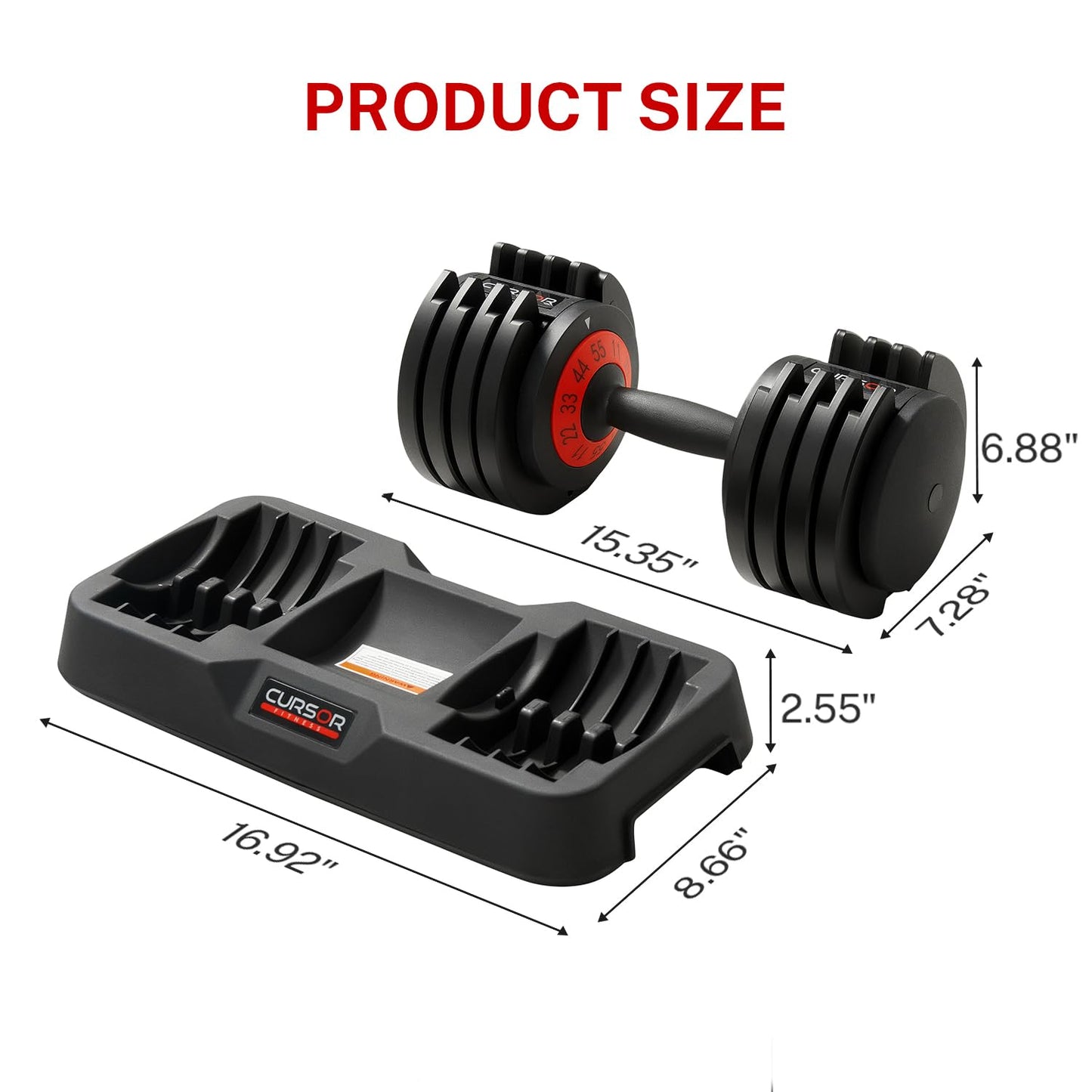 CURSOR FITNESS 55lbs Adjustable Dumbbell Set