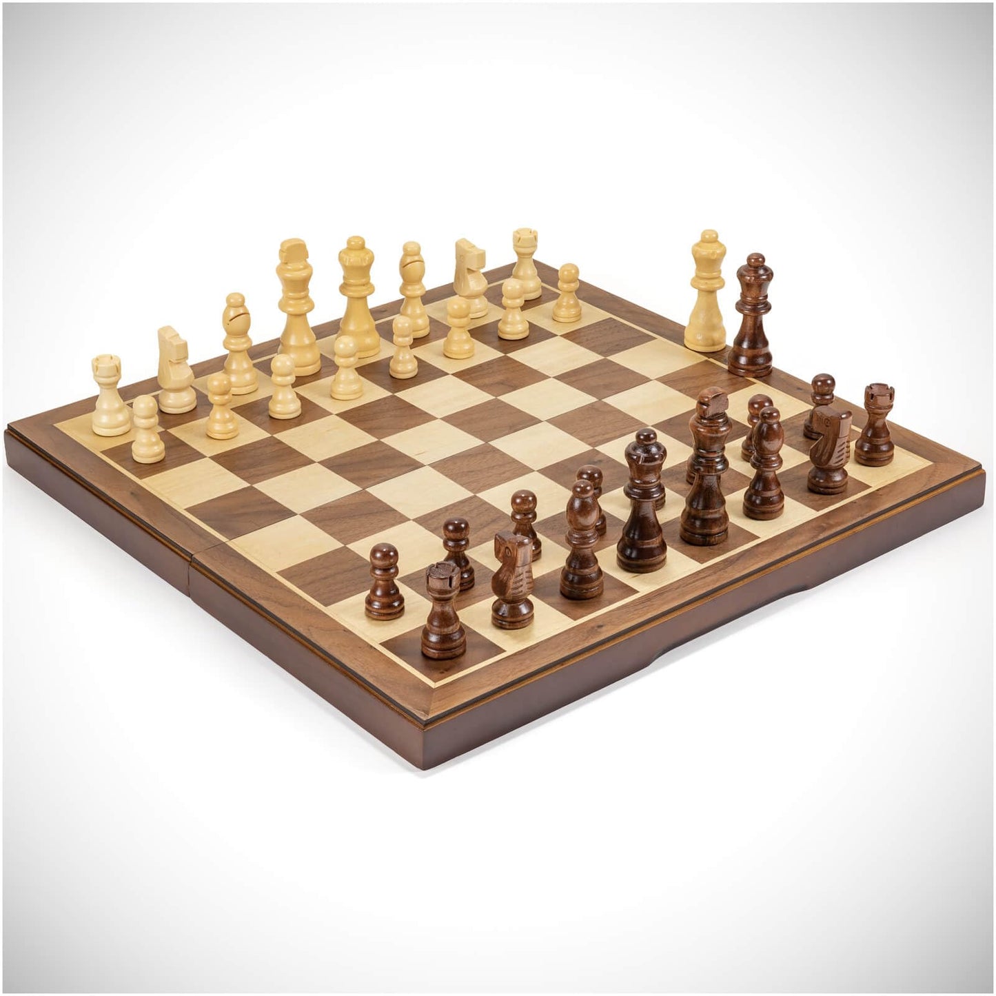 Handmade Walnut Chess Set with Folding Board