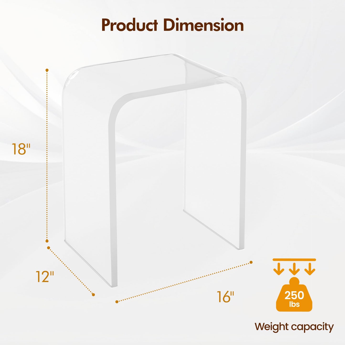 Clear Acrylic End Table with Waterfall Edges