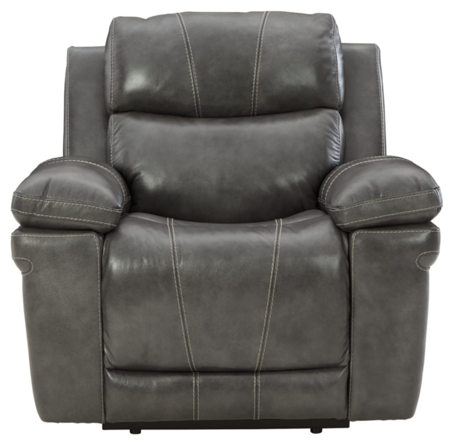 Signature Design by Ashley Edmar Leather Power Recliner with Adjustable Headrest, Gray