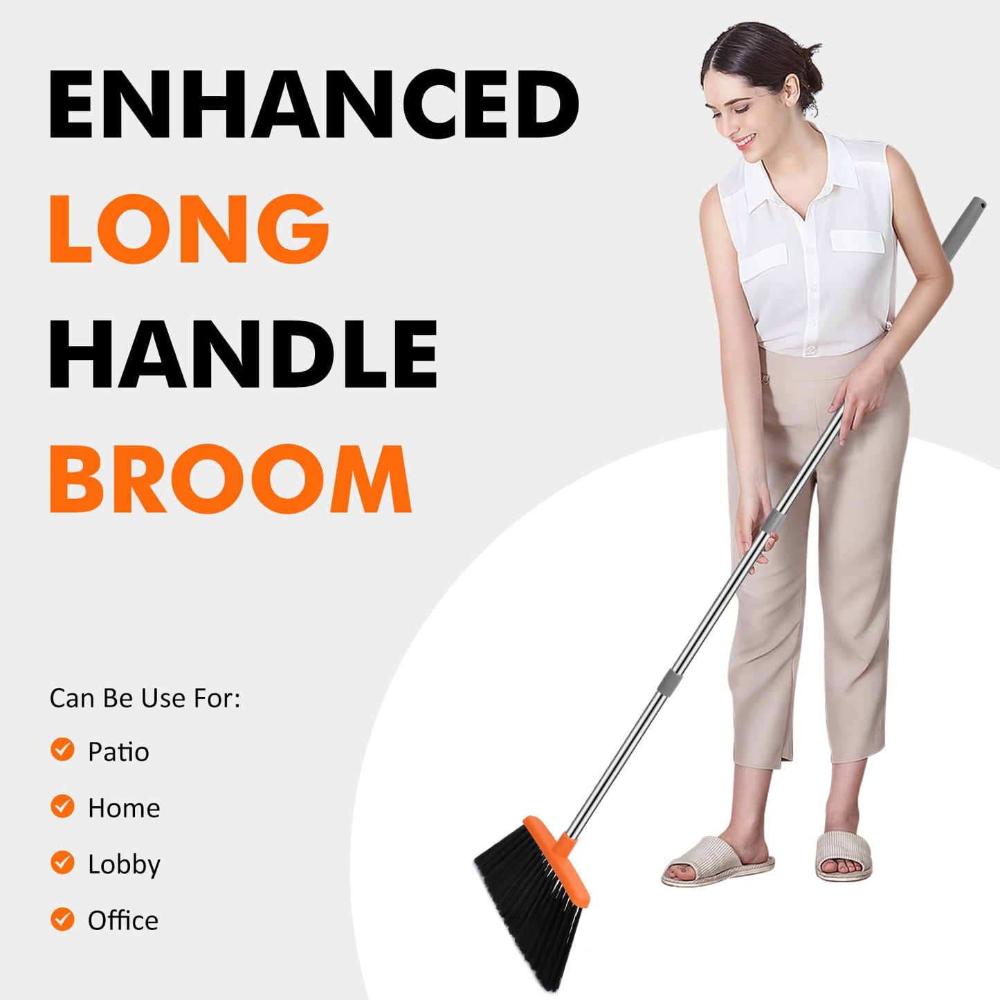 Heavy Duty Broom 55 Inch Handle, 2 Pack
