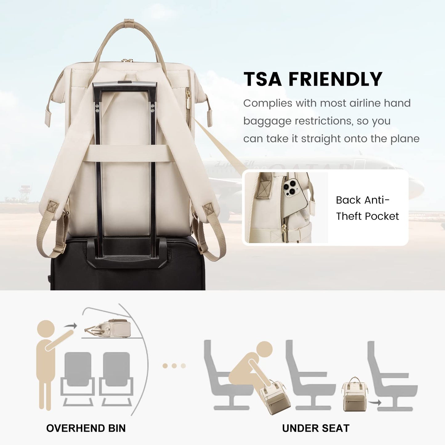 LOVEVOOK Waterproof Laptop Backpack with USB Port