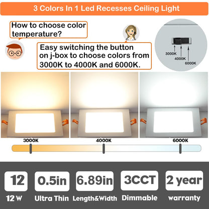 QIBANG 6 Pack Dimmable 6" LED Recessed Lights