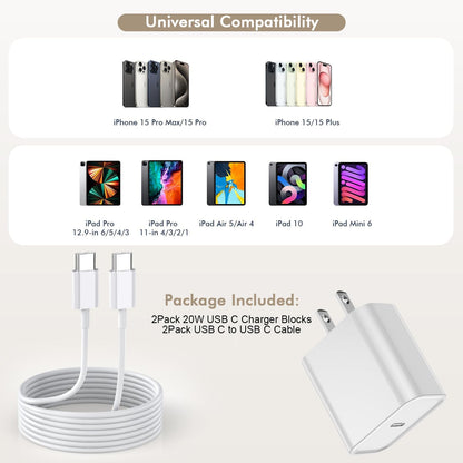 2 Pack Fast Charging iPhone 20W Charger