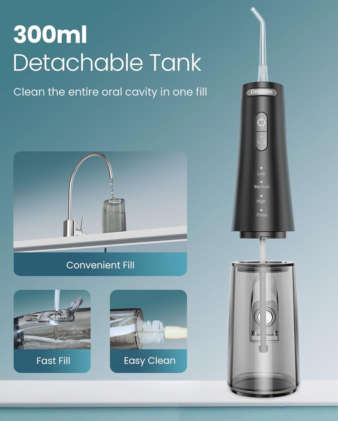 Portable Water Dental Flosser with 4 Modes