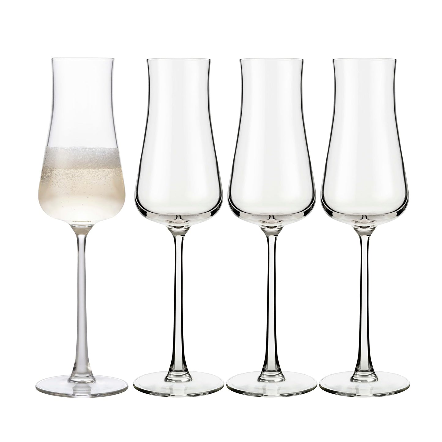 Libbey Signature Stratford Champagne Flute Glasses Set of 4, Artful, Lavish Stemmed Wine Glasses, 8 oz Sparkling Wine Glasses for Weddings, Birthdays