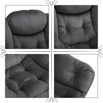 HollyHOME Modern Fabric Large Lazy Chair, Accent Oversized Comfy Reading Chair, Thick Padded Cozy Lounge Chair with Armrest, Steel Frame Leisure Sofa Chair for Living Room, Bedroom, Dorm, Smoky Grey