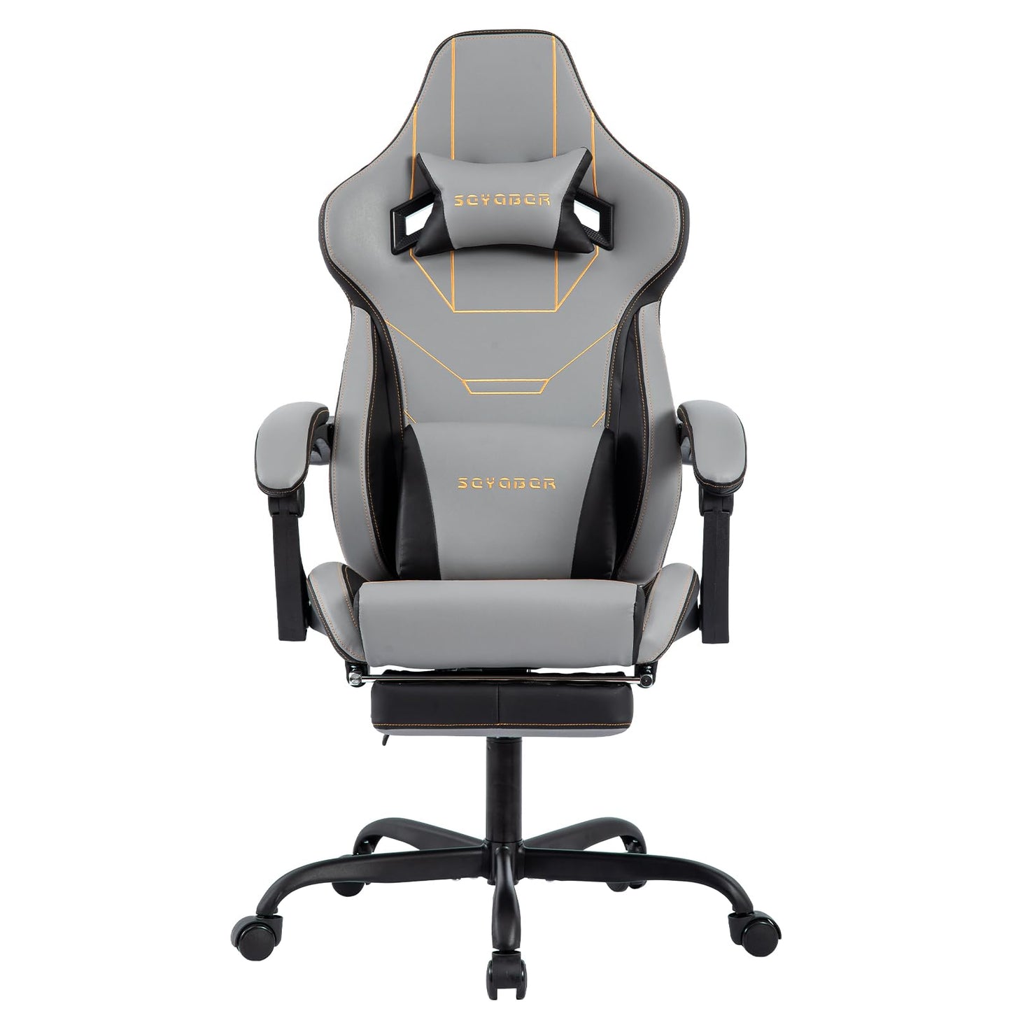 Video Gaming Chair with Footrest, Ergonomic Game Chair with Lumbar Support, Height Adjustable Swivel Racing Gaming Massage Chair, Reclining Computer Office Desk Chair for Adults
