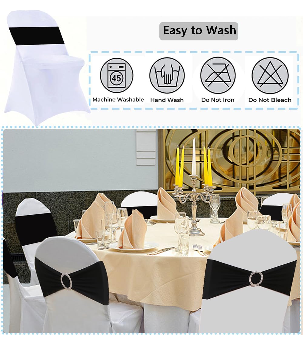 25 Sets Spandex Folding Chair Covers with Sashes Set