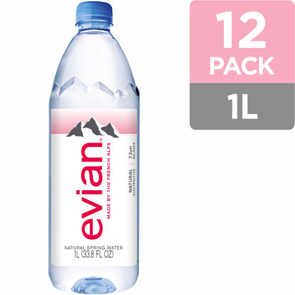 Evian Spring Water 1L Bottle, 12 Pack