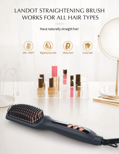 LANDOT Hair Straightening Brush with Dual Voltage