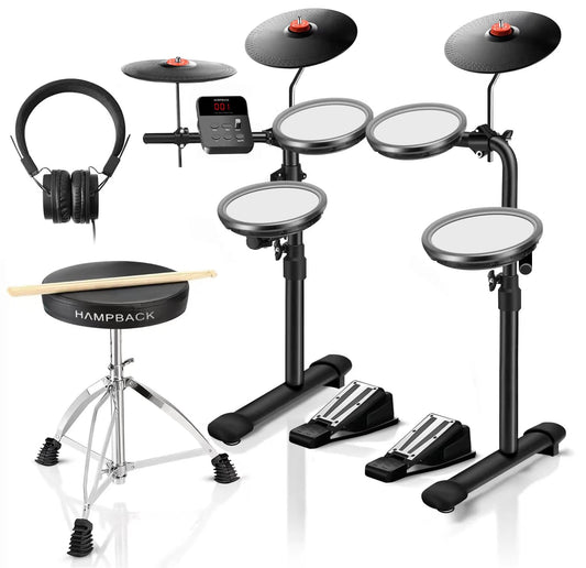 Electric Drum Set with Mesh Pads and Cymbals
