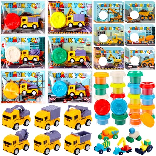 24 Pack Construction Vehicle Clay Classroom Gift Set