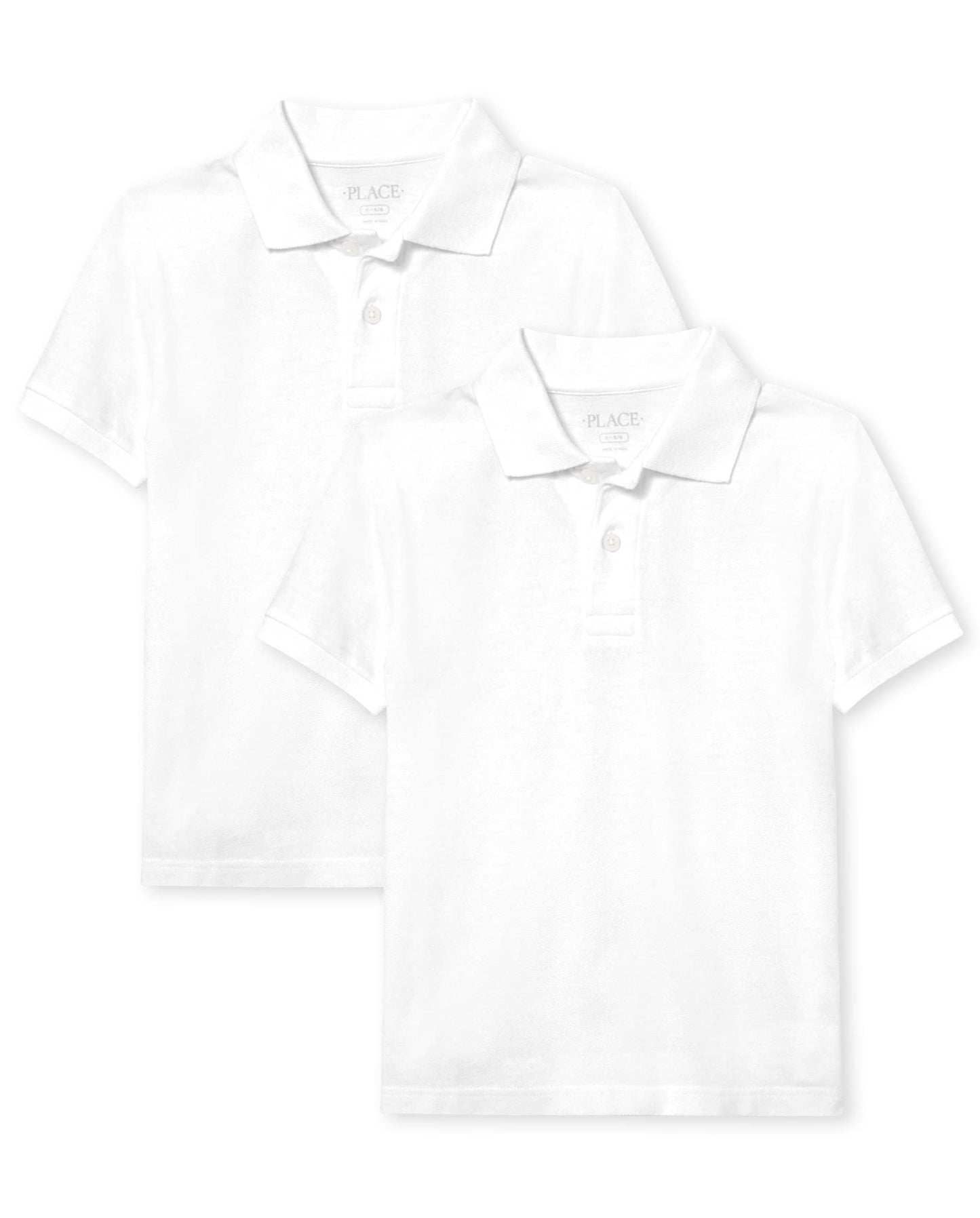 The Children's Place Boys Short Sleeve Pique Polo,White 2 Pack,M (7/8)