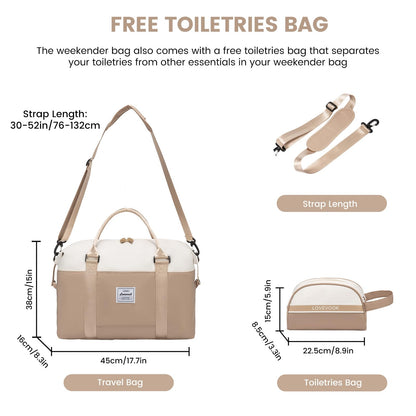 LOVEVOOK Weekender Bag with Toiletry and Wet Pocket