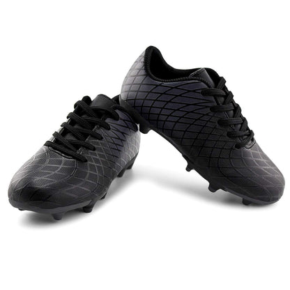 JABASIC Kids Outdoor Soccer Cleats Athletic Firm Ground Football Shoes (2,Black)