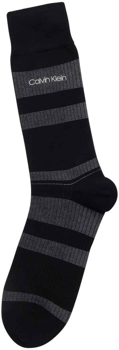 Calvin Klein Men's Dress Socks - Luxury and Egyptian Cotton Blend Dress Socks (2 Pair), Size 7-12, Black Stripe