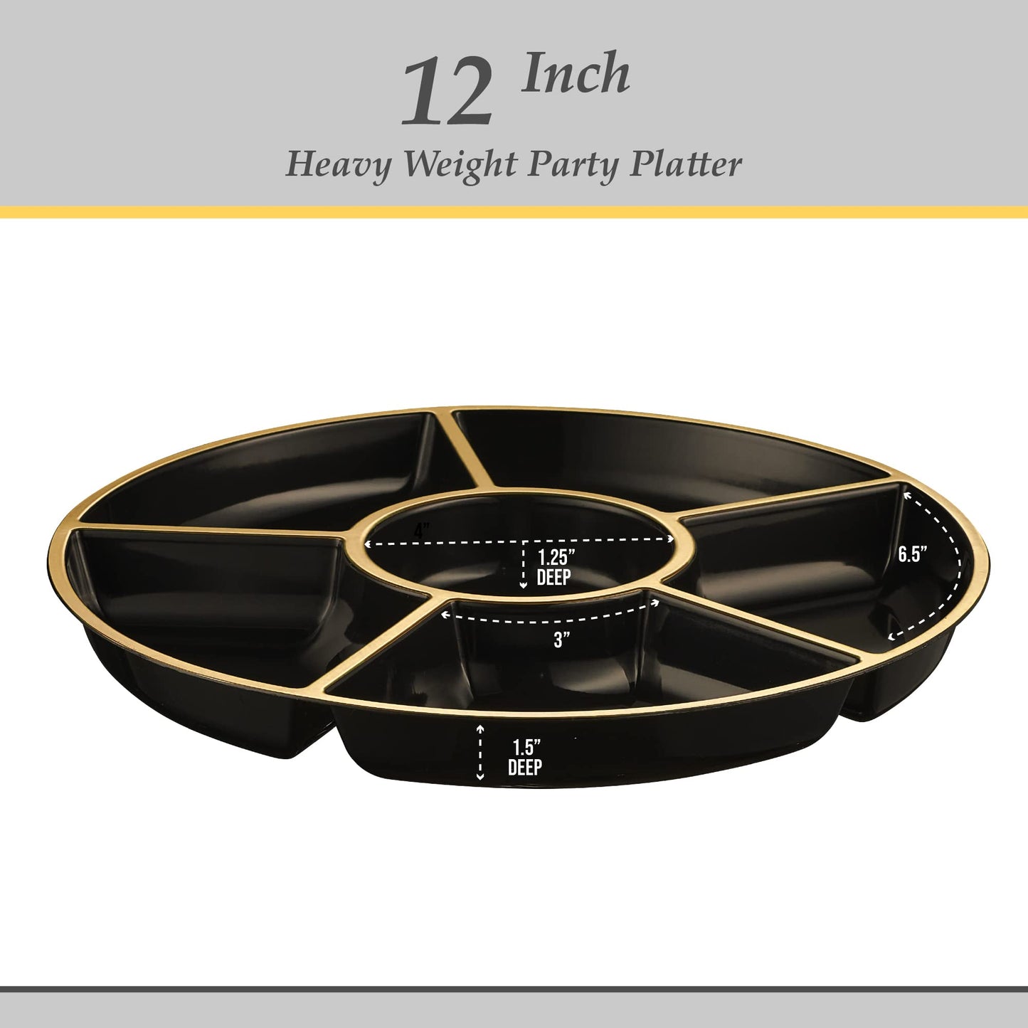 6-Section Round Plastic Serving Tray Set of 2