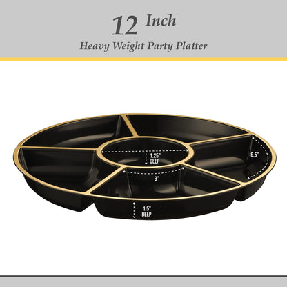 6-Section Round Plastic Serving Tray Set of 2