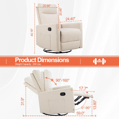 360 Swivel Rocker Recliner Chair for Adults