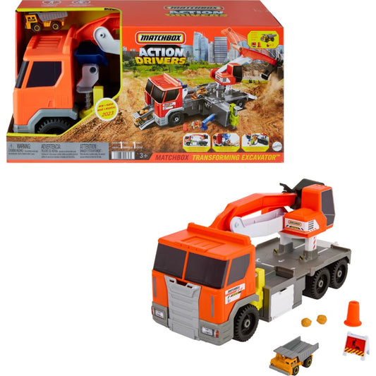 Matchbox Transforming Excavator Toy Truck with Accessories