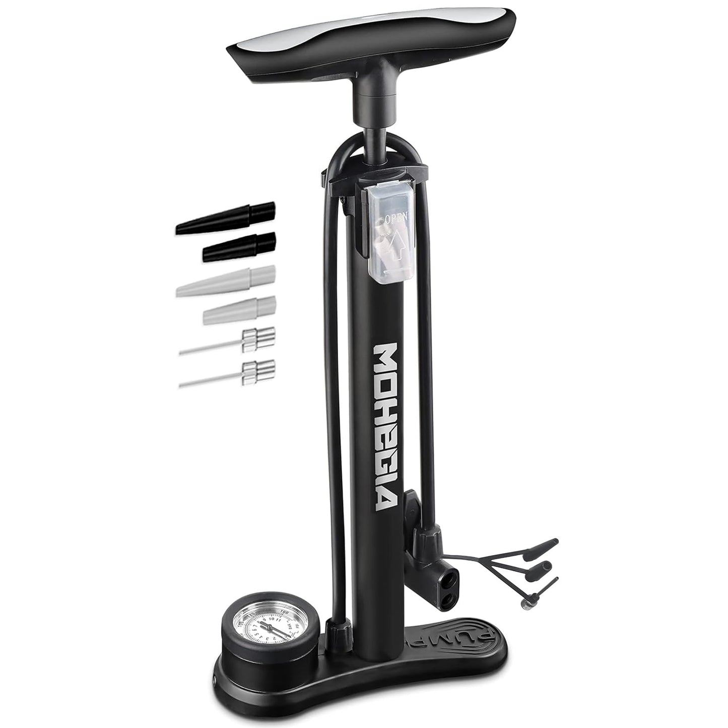 MOHEGIA Bike Floor Pump with Gauge, 160 PSI