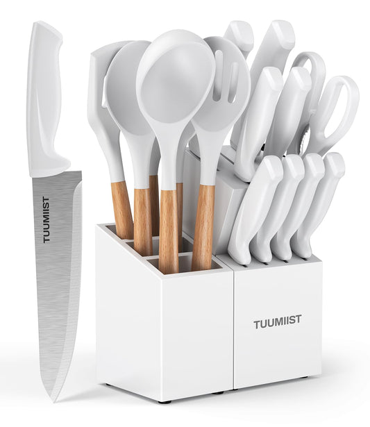 TUUMIIST 18-Piece Knife Set with Block & Sharpener