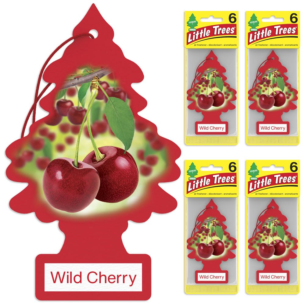 LITTLE TREES Air Fresheners Car Air Freshener. Hanging Tree Provides Long Lasting Scent for Auto or Home. Wild Cherry, 24 Air Fresheners