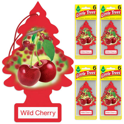 LITTLE TREES Air Fresheners Car Air Freshener. Hanging Tree Provides Long Lasting Scent for Auto or Home. Wild Cherry, 24 Air Fresheners