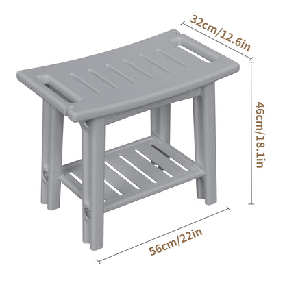 Waterproof Shower Bench Stool with Storage Shelf