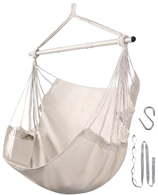Lulladle Hammock Chair Hanging Rope Swing - Hammock Chair Bedrooms - Swing Chair Indoor - Hanging Chair Outdoor - Max Weight 500 Lbs