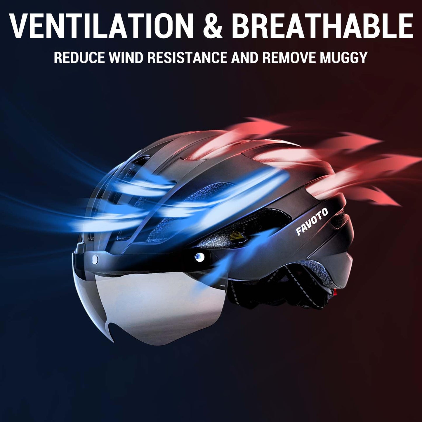Favoto Rechargeable Bike Helmet with Light & Goggles