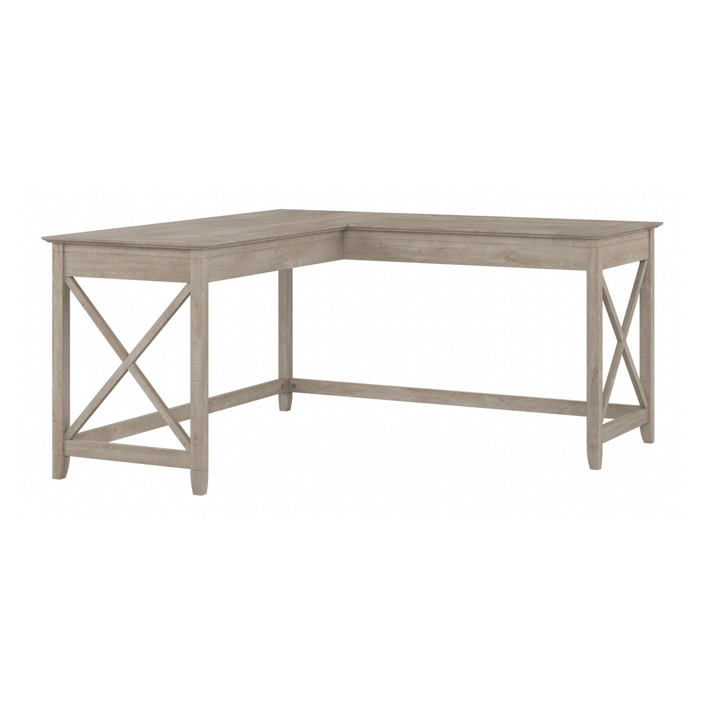 Bush Furniture Key West L Shaped Desk, 60-inch Modern Farmhouse Writing Desk for Home Office