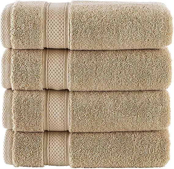 NOVA Luxury Linen - Hotel Quality Turkish Towel Set for Bathroom (4 Pcs Washcloth Set, Warmsand Beige)