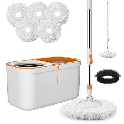 Spin Mop Bucket with Wringer System and Refills