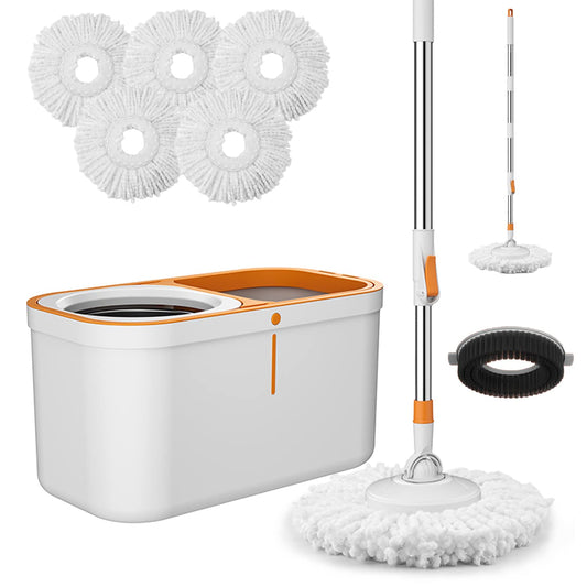 Spin Mop Bucket with Wringer System and Refills