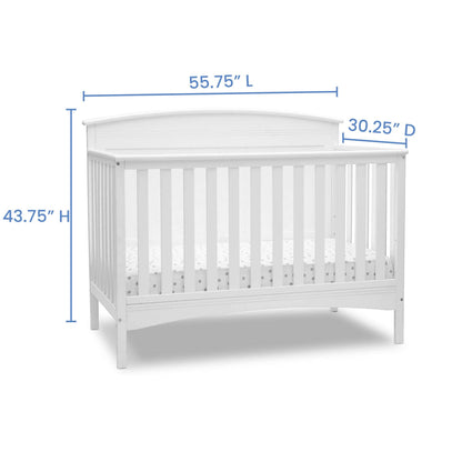 Delta Children Archer Solid Panel 4-in-1 Convertible Baby Crib - Greenguard Gold Certified, Bianca White