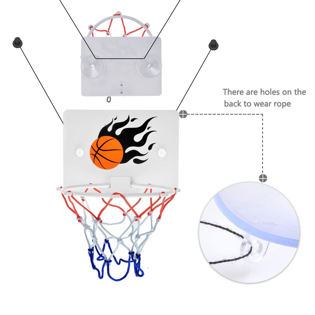 SEISSO Basketball Hoop Bath Toys for for Toddler, Kids Basketball Hoops for Game Sport, 2 Soft Ball & Pump, Upgrade Suction Cup