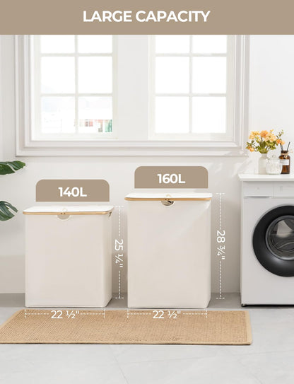 Large Laundry Hamper with Lid and Removable Bags