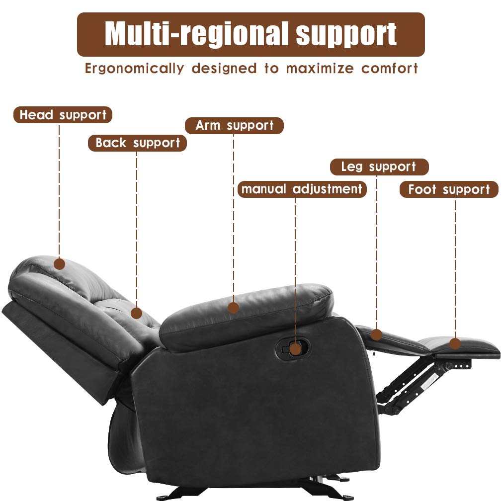 FDW Recliner Chair Reclining Recliner Sofa and Couch Sofa for Living Room Sofa PU Leather Home Theater Seating Motion for Living Room Manual Recliner