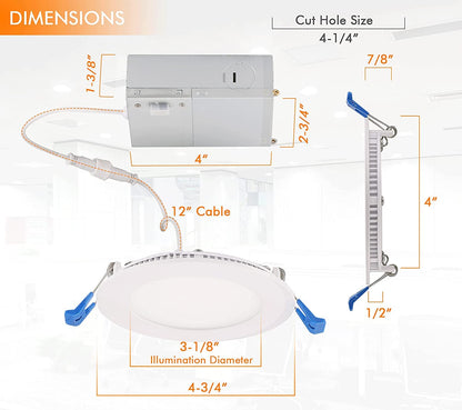 CLOUDY BAY Dimmable 10W Ultra Thin Downlight 6PK